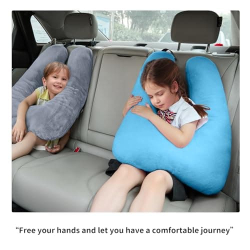 BGZBGZ Travel Pillow, Car Pillow for Kids, Car Sleeping Pillow for Adults, Travel Pillow for Kids with Adjustable Strap, Support Head and Neck on Road Trips, Car Travel Essentials,Grey 7