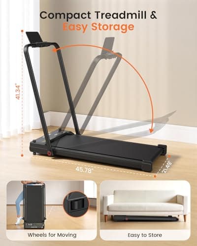 ANCHEER Folding Treadmill with Incline, 2.5HP Under Desk Treadmill for Home, 300lbs Low Noise Walking Pad with Remote Control and Handle Bar, Forest Green 8