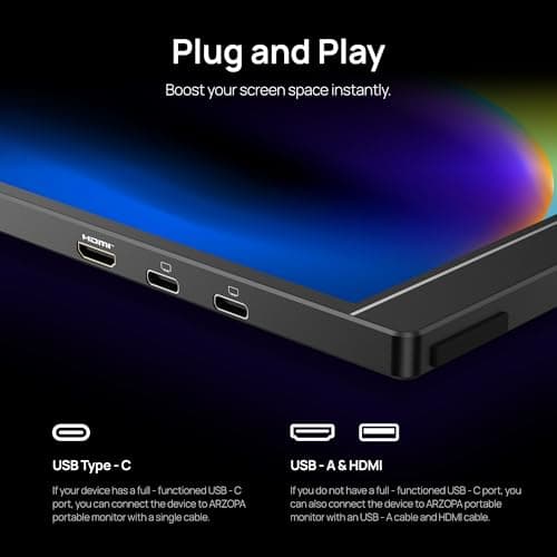 ARZOPA 16" 2.5K Portable Monitor, 2560x1600 QHD IPS Display 123% sRGB with Built-in Stand USB-C HDMI Eye Care External Second Screen for Mac Laptop Phone PS4/5 Xbox Switch -Z1RC 9
