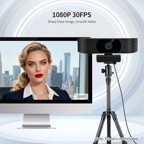 1080P Wireless Webcam for PC, Webcam with Noise-reducing Mic, 92°FOV，360° Rotation, Plug and Play, Wireless Camera Works with Skype, Zoom for indoor and outdoor Conference meetings, video calls 3
