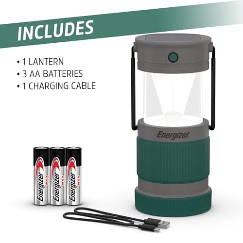 Energizer S-500 Hybrid Power Camping Lantern, Solar, Rechargeable, or AA Battery Powered, IPX4 Water Resistant Bright LED Lantern 8