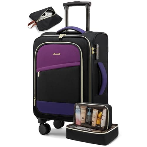 LOVEVOOK 4 Pcs Carry On Luggage 22x14x9 Airline Approved, 20 Inch Carry On Suitcases with Wheels, Softside Rolling Suitcase for Women Men, with TSA Lock Weekender Travel Luggage