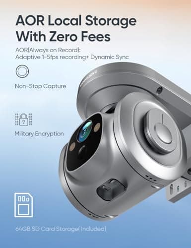 CINMOORE 24/7 Recording 4G LTE Cellular Security Camera Outdoor, No WiFi Needed, PTZ Free AI Tracking, 2.5K Solar Powered Surveillance Camera, Color Night Vision, SIM/64GB SD Card 6