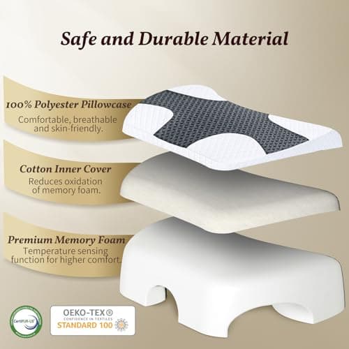 SAHEYER Side Sleeper Pillow with Arm Hole, Memory Foam Multi-Angle Armholes Pillow for Many Sleeping Positions, Ergonomic Support Pillow for Neck - Light Grey 6