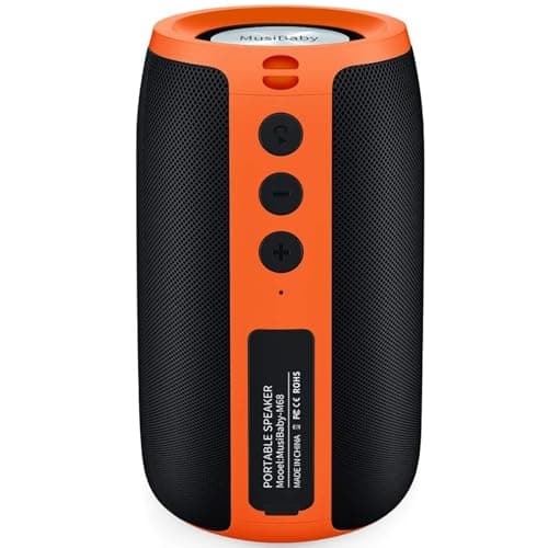 Musibaby Bluetooth Speaker, Speakers Bluetooth Wireless,Waterproof,Outdoor,Portable Speaker with Stereo Sound,Booming Bass,Dual Pairing,Bluetooth 5.3,24H Play,Gifts for Women Mothers Men-Orange