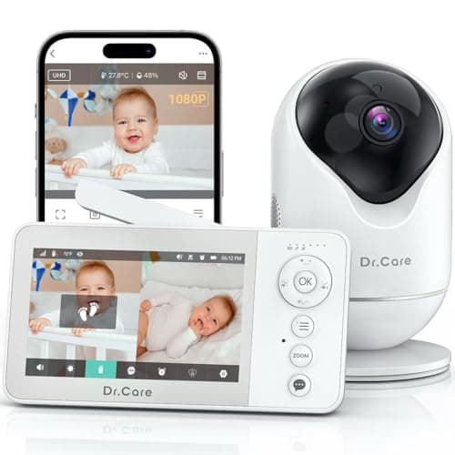 Dr.Care VistaView Lite RB Smart WiFi Baby Monitor - 4” 720P Split Screen & 1080P Camera App Control, Motion Alerts, 2500mAh Removable Battery, HD Night Vision, 2-Way Talk, Multi-User, Triple Security