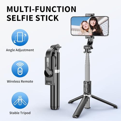 Selfie Stick Tripod, All in One Extendable & Portable iPhone Tripod Selfie Stick with Wireless Remote Compatible with iPhone 17 16 15 14 13 12 pro Xs Max, Galaxy Note10/S20/S10/OnePlus 9/9 PRO etc 2