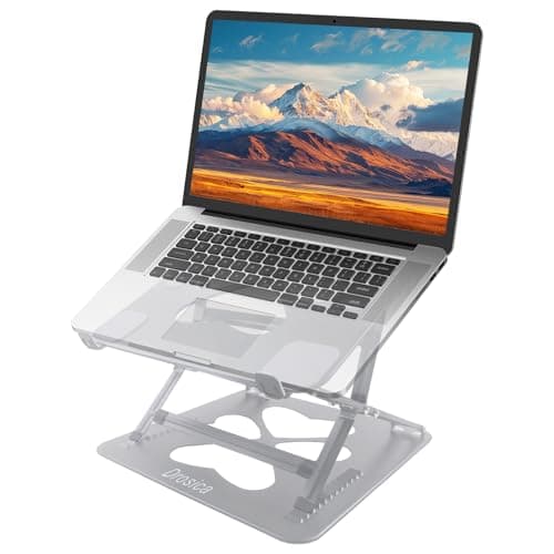 Drosica Laptop Stand for Desk, Adjustable Laptop Stand, Up to 55 lbs for 10-20'' Laptops, Silver