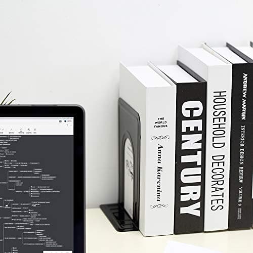 Book Ends, Bookends for Shelves, Book Ends to Hold Books for Heavy Books, Metal Bookends Office Nonskid, Heavy Duty Book Ends Black 6.69 x 4.9 x 4.3in, 5 Pair/10 Piece 6