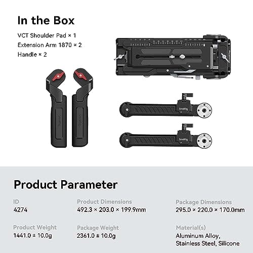 SmallRig Shoulder Rig Kit (Pro), Video Film Making System Kit for DSLR Camera and Camcorder with VCT Shoulder Pad, Extension Arm, and Handle for Canon for Nikon for Sony, etc - 4274 8