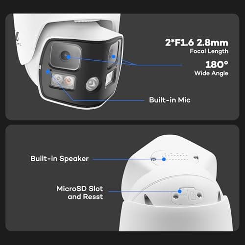 ONWOTE 180° Dual-Lens PoE IP Security Camera 8K 16MP, 2 Way Audio, AI Human Vehicle Detection Trigger Color Night Vision, Indoor/Outdoor, Commercial Wired Camera for Business 6