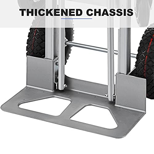 TOPDEEP 2 in 1 Aluminum Hand Truck, Industrial Convertible Hand Truck and Dolly 1000 LBS Capacity, Heavy Duty Hand Truck Flatform Cart with 10" Hi Tech Rubber Wheels 7