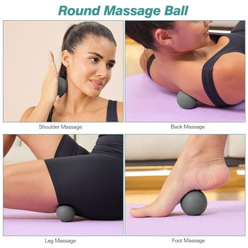 5 in 1 Foam Roller Set - Trigger Point Foam Back Roller, Muscle Roller Stick, Massage Ball, Stretching Band for Deep Muscle Massage Pilates Yoga,Fitness Exercise for Whole Body Release 5
