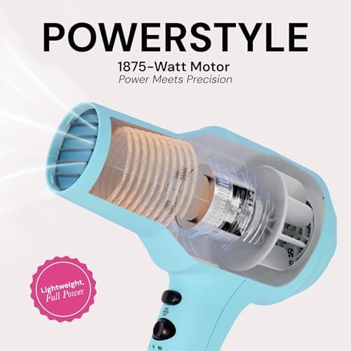 L'ANGE HAIR PowerStyle Turbo Ionic Hair Dryer | 1875 Watt Professional Blow Dryer with Diffuser & Concentrator | Multiple Heat & Speed Settings for Fast Drying | Salon-Grade Styling Tools, Blue 5