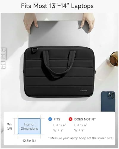 LUGGEX Laptop Sleeve Bag 13-14 Inch, LTX02 360° Protective Laptop Sleeve Case, Compatible with Macbook Pro 14 inch M5/M4/M3/M2/M1, Macbook Air 13 inch, and iPad Pro 12.9 (LTX-Core, Black) 6