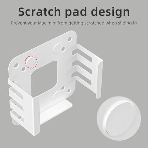 Pholiten Mount Bracket for Mac mini M4/M4Pro, Under Desk,Wall Mount or Behind Monitor, 2.2Lbs Capacity, Space-Saving Metal Holder with Precise Fit，White 6