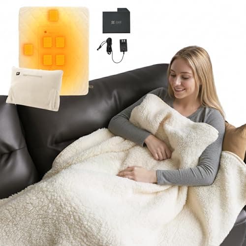 ZonLi Heated Blanket, Portable Battery Operated Blanket, 10000mAh Large 50"x60" Cordless Rechargeable Electric Throw for Adults, Camping, Car Travel & Home Use