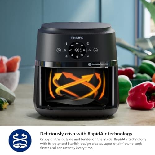Philips 2000 Series Airfryer - 4.4 qt (4.2L) Pan, 13 Cooking Functions, RapidAir Technology, Healthy Cooking with 90% Less Fat, Efficient & Fast (NA220/00) 6