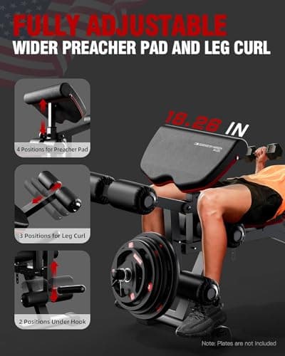 HARISON Adjustable Weight Bench with Leg Extension and Preacher Pad, Flat Incline Decline Exercise Bench for Home Workout Weight Training (2024) 5