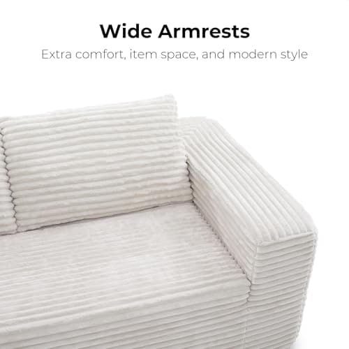 LIKIMIO 71" Loveseat Sofa in a Box - Plush Corduroy Deep Seat Couch, No Assembly Required, Space-Saving Design for Compact Living Room, Apartment, Home Office, Beige 6