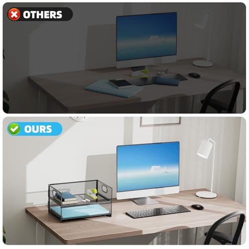 Marbrasse 2 Tier Paper Organizer Letter Tray, Mesh File Organizer with Handle, Paper Sorter Desk Organizer for Home Office Supplies - Black 5