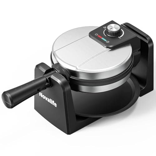 Waffle Maker, Rotating Belgian Waffle Maker, 180° Flip Waffle Iron, Non-Stick Plate, Adjustable Browning Control, Foldable Cool Touch Handle, Removable Drip Tray, Space Saving Storage, Stainless Steel 9