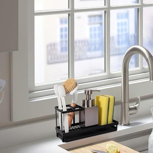 Toothbrush Holders for Bathrooms, Carbon Steel Tooth Brushing Holder Electric Toothbrush and Toothpaste Organizer Bathroom Accessories for Countertop, Shower, Sink - Matte Black 6