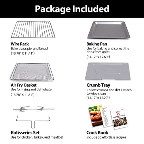 Beelicious 32QT Extra Large Air Fryer, 6 Accessories, 1800w, Black 6