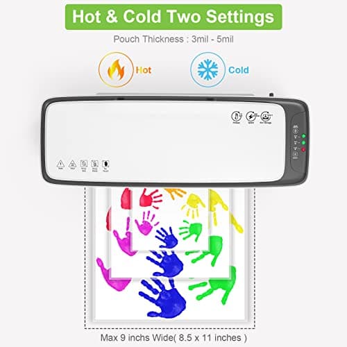 Laminator Machine with Laminating Sheets A4 Portable Thermal Lamination 9-Inch Laminate for Personal Office School Home Use, 6 in 1 Laminater Quick Warm Up Never Jam 6