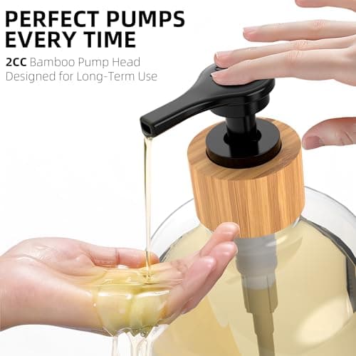 Cisily Kitchen Dish Soap Dispenser Set with Black Sponge Holder and 2 Pack 16.9oz Clear Glass, Dish Soap Dispensers for Kitchen Sink, Vintage Hand and Dish Soap Dispensers Set 6