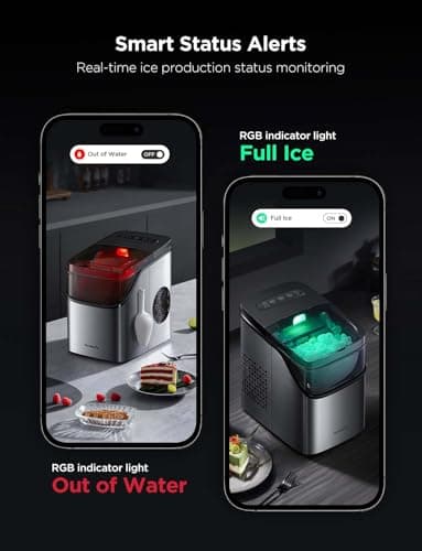 GoveeLife Smart Ice Maker Countertop, Portable Ice Machine with Voice Control, 9 Ice Cubes in 6 Minutes 3 Sizes, 26lbs/24Hrs, Self Cleaning RGB Lights, Quiet Ice Maker with Scoop for Kitchen Silver 6