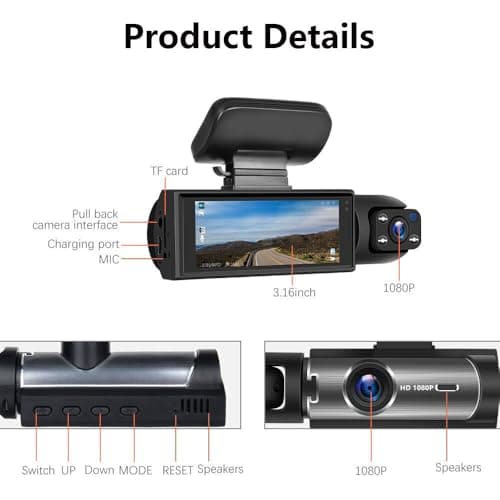 128GB Dash Cam Front and Rear for Cars with Night Vision, 1080P Dual Lens Dash Camera Inside and Outside, 24H Parking Monitor, Motion Detection, Loop Recording, Car Camera with Audio 7