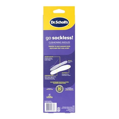 Dr Scholl’s Go Sockless! Cushioning Insoles for Women Men Unisex, 3 Pairs, Trim to Fit - Absorbs Moisture to Keep Feet Dry, Shoe Inserts for Women Men with Plush Terry Cloth Layer for Added Comfort 10
