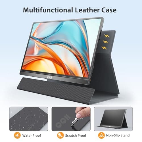 QQH Portable Monitor, 15.6 Inch FHD 1080P USB C HDMI Alloy Travel Screen for Laptop with w/Smart Cover & Built-in Speaker, Plug&Play Ultra Slim Portable Second Monitor for Laptop PC Phone Mac 5