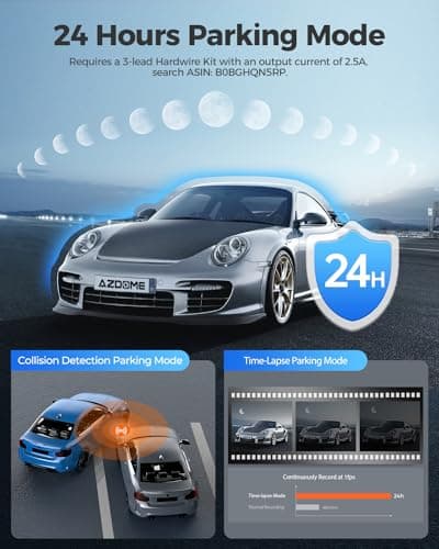 AZDOME M300S 4K Dash Cam with 5.8G WiFi 64GB SD Card, 170° Dash Cam Front and Rear GPS Voice Control WDR Night Vision G-Sensor 24H Parking Monitor, Easy to Install, Max Up Support to 256GB 7