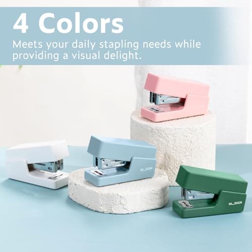 NUSIGN Mini Stapler with 830 Staples, Small Cute Desk Staplers, 25 Sheet Capacity, Blue 6