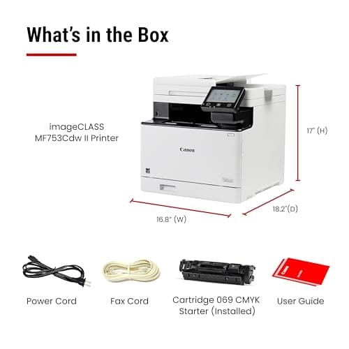 Canon Color imageCLASS MF753Cdw II - Wireless Duplex Laser Printer, All-in-One with Scanner, Copier, Fax, Auto Document Feeder, 3 Year Limited Warranty, 35 PPM 8
