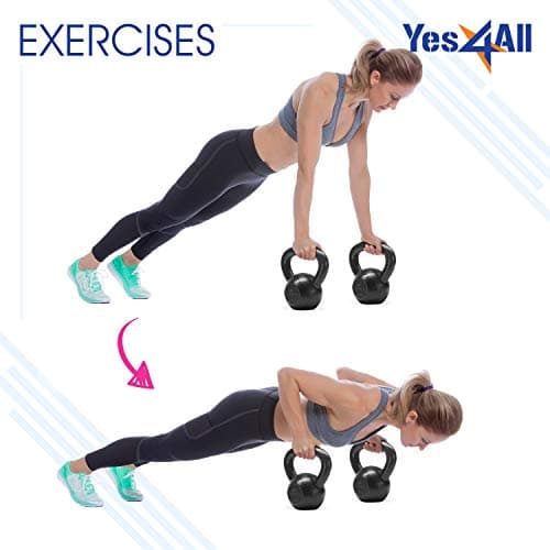 Yes4All Kettlebell Sets, Pair 15 & 20 LB Cast Iron Strength Training Kettlebells, Wide Handles & Flat Bottom for Push Ups, Swings, Squats & Full Body Workout at Home or Gym 7