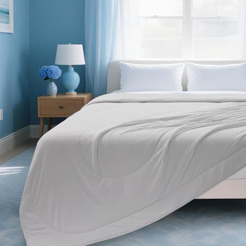 JOODOU Lightweight Comforter Queen Size, Winter Warm Down Alternative Comforter, Soft Breathable Duvet Silk Smooth Blanket, All Season Summer Quilt, Grey-Full/Queen-90×90 7