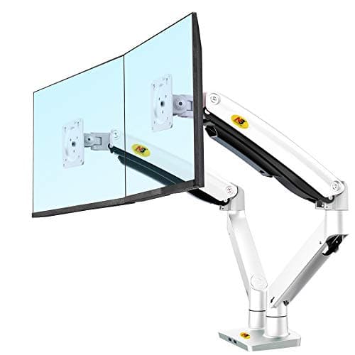 NB North Bayou Dual Monitor Desk Mount Stand Full Motion Swivel Computer Monitor Arm Fits 2 Screens up to 32'' with Load Capacity 6.6~26.4lbs for Each Monitor G75-W