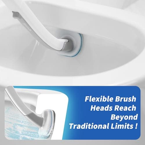 oshang Disposable Toilet Brush - Toilet Bowl Cleaner, Toilet Cleaning Supplies, Toilet Brush with Holder, 14 Refills for Deep Cleaning and Hygienic Bathroom Maintenance 5
