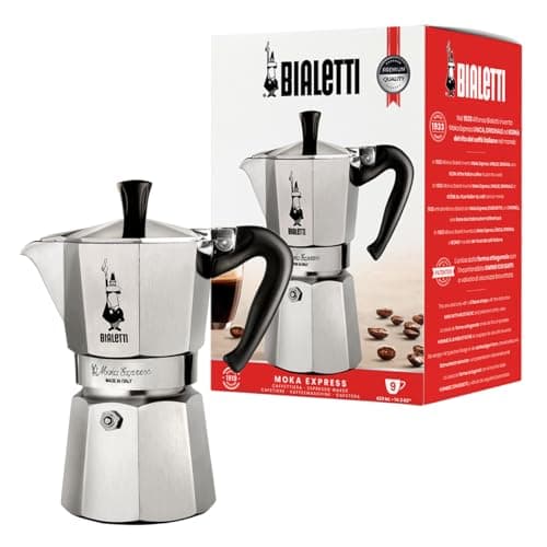 Bialetti - Moka Express: Iconic Stovetop Espresso Maker, Makes Real Italian Coffee, Moka Pot 9 Cups (14 Oz - 420 Ml), Aluminium, Silver