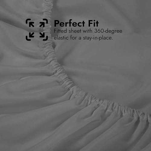 Royale Linens Extra Deep Pocket Full Fitted Sheet Only - Full Size Deep Pocket Grey Fitted Sheet - Fits 18 inch to 24 inch Thick Mattress - Soft & Breathable Elastic Sheets (54x75 Inches, Grey) 6