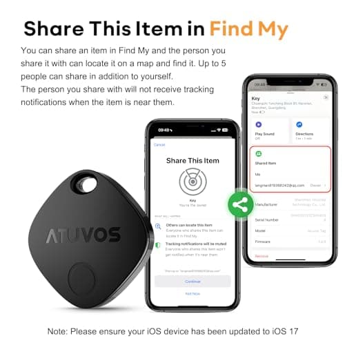 ATUVOS Air Tracker Tags-4 Pack, Bluetooth Luggage Tracker Works with Apple Find My APP (iOS Only, Not for Android), Keys Finder and Item Locator for Luggage, Backpack, Suitcases, Replaceable Battery 7
