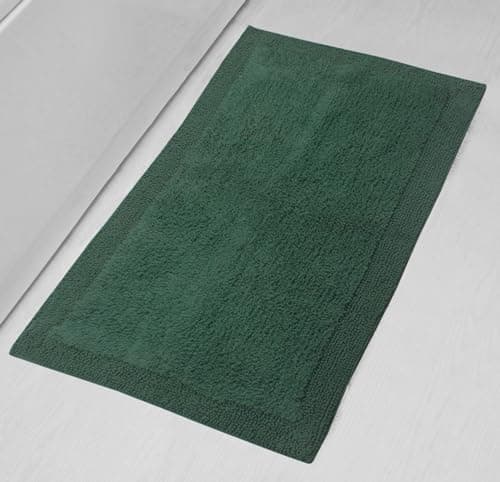 Home Weavers Luxury Collection 100% Reversible Cotton Bathroom Rugs Set, Washable Rug, Extra Soft and Absorbent Bath Rug, Bath Mat Set, Bath Floor Mat Non Slip, 24"x40" Rectangle, Bottle Green