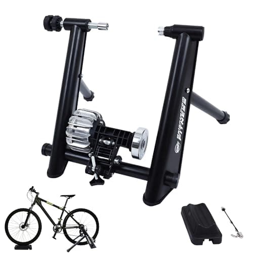 Fitvids Bike Trainer Stand Steel Bicycle Exercise Fluid Magnetic Stand with Front Wheel Riser Block, Black