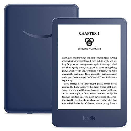 Amazon Kindle – The lightest and most compact Kindle, with extended battery life, adjustable front light, and 16 GB storage – Denim