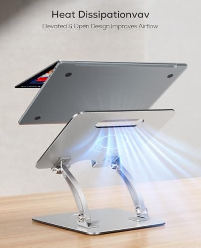 Nulaxy Ergonomic Adjustable Laptop Stand for Desk, Dual Foldable Computer Riser with Advanced Heat-Vent, Heavy-Duty Portable Notebook Holder for Posture Correction, Compatible with Mac 10-17" Laptops 5