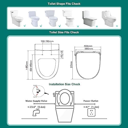 AQUATIZ Elongated Smart Toilet Bidet, Electric Toilet Seat with Self-Cleaning Nozzle, Adjustable Warm Water, Deodorizer, Air Dryer, LED Night light (Remote Control) 6