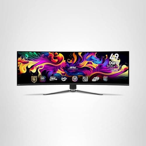 msi MPG 491CQP QD-OLED, 49 Curved OLED Gaming Monitor, 5120 x 1440 (DQHD), 0.03ms Response time, 144Hz, True Black HDR 400, HDMI, DP Port, USB Type C, Tilt, Height 8